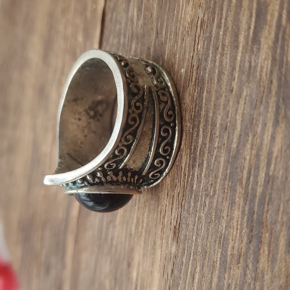 Sterling silver‎ onyx royal ring size 11 R419 - Picture 3 of 5